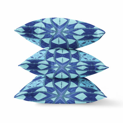 18" Sky Blue Cosmic Circle Boho Suede Throw Pillow
