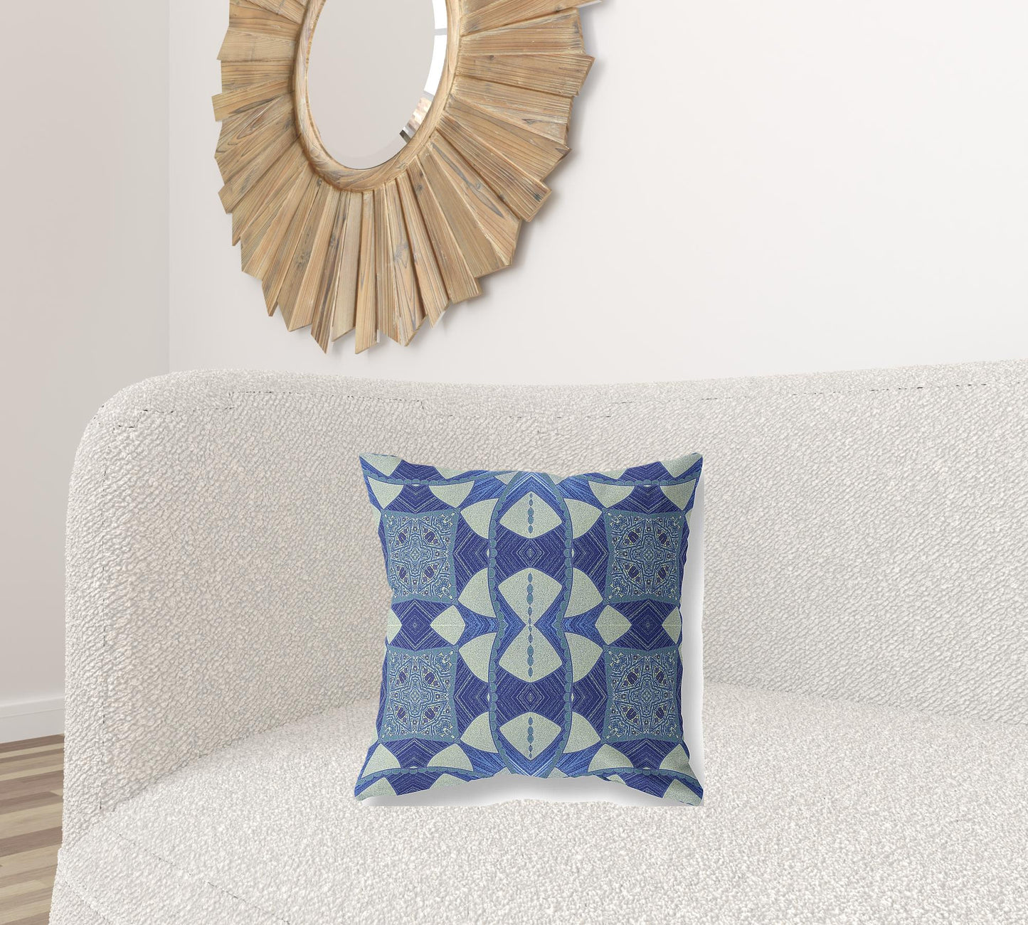 18" Dark Blue Cosmic Circle Boho Suede Throw Pillow