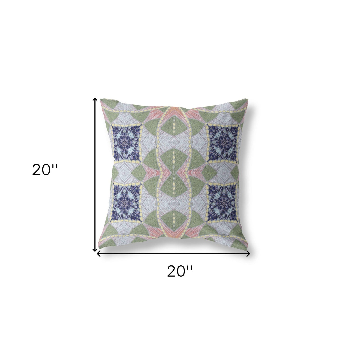 18" Green Pink Cosmic Circle Boho Suede Throw Pillow