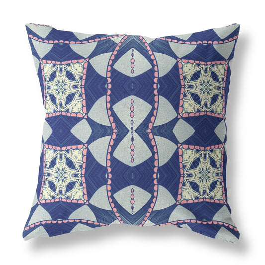 16" Indigo Pink Cosmic Circle Boho Suede Throw Pillow