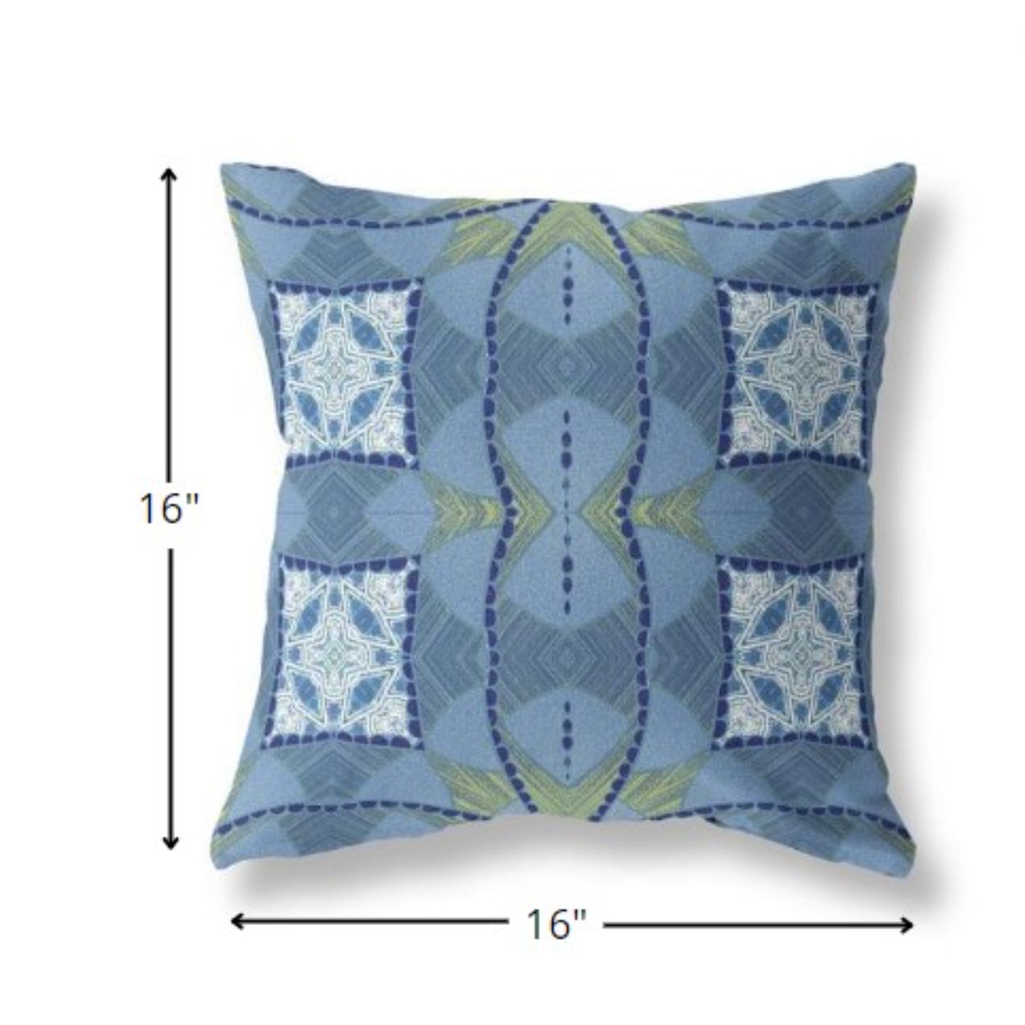 16" Blue White Cosmic Circle Boho Suede Throw Pillow