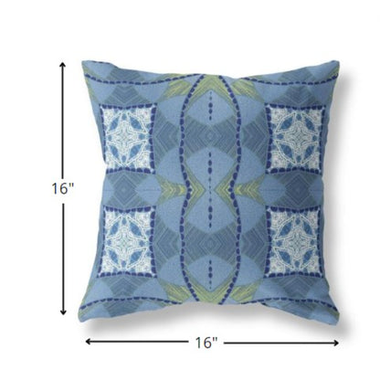 16" Blue White Cosmic Circle Boho Suede Throw Pillow