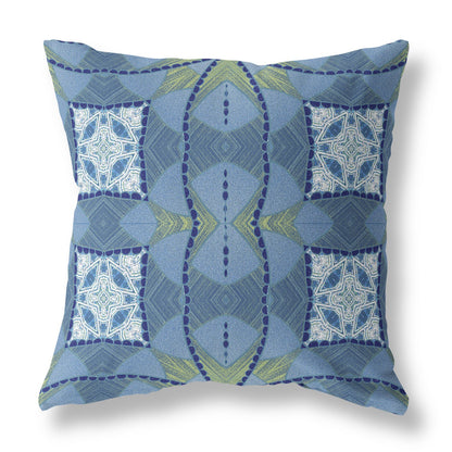 18" Blue White Cosmic Circle Boho Suede Throw Pillow