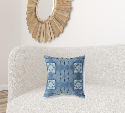 18" Blue White Cosmic Circle Boho Suede Throw Pillow