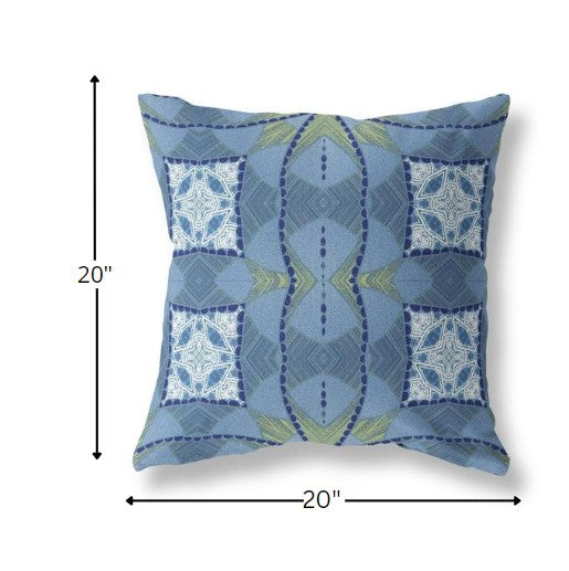 18" Blue White Cosmic Circle Boho Suede Throw Pillow