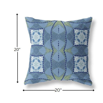 18" Blue White Cosmic Circle Boho Suede Throw Pillow