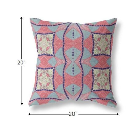 18" Red Blue Cosmic Circle Boho Suede Throw Pillow