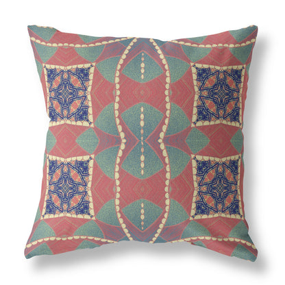 16" Red Green Cosmic Circle Boho Suede Throw Pillow