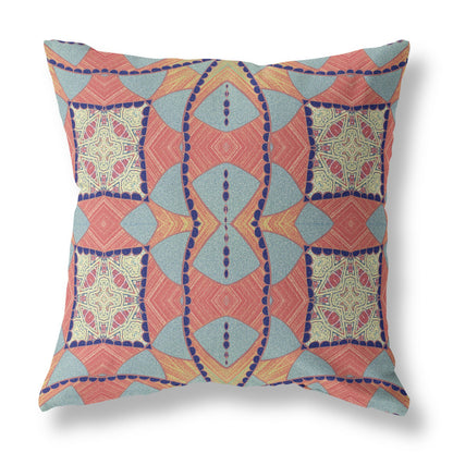 16" Red Indigo Cosmic Circle Boho Suede Throw Pillow