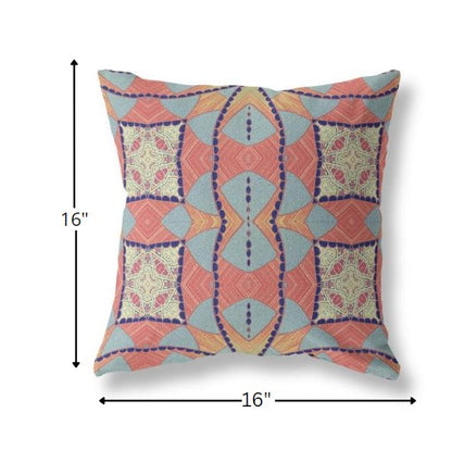 16" Red Indigo Cosmic Circle Boho Suede Throw Pillow