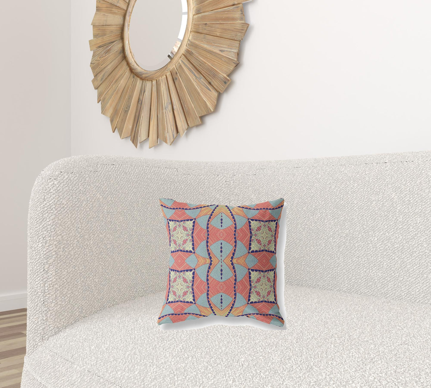16" Red Indigo Cosmic Circle Boho Suede Throw Pillow