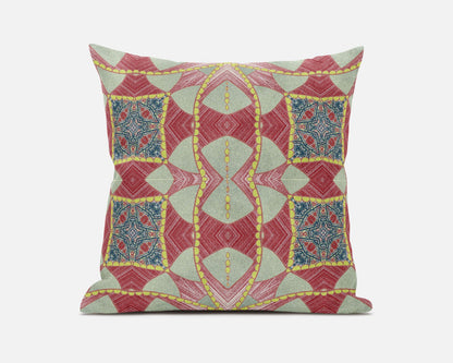 18" Red Yellow Cosmic Circle Boho Suede Throw Pillow