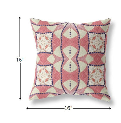 16" Red White Cosmic Circle Boho Suede Throw Pillow