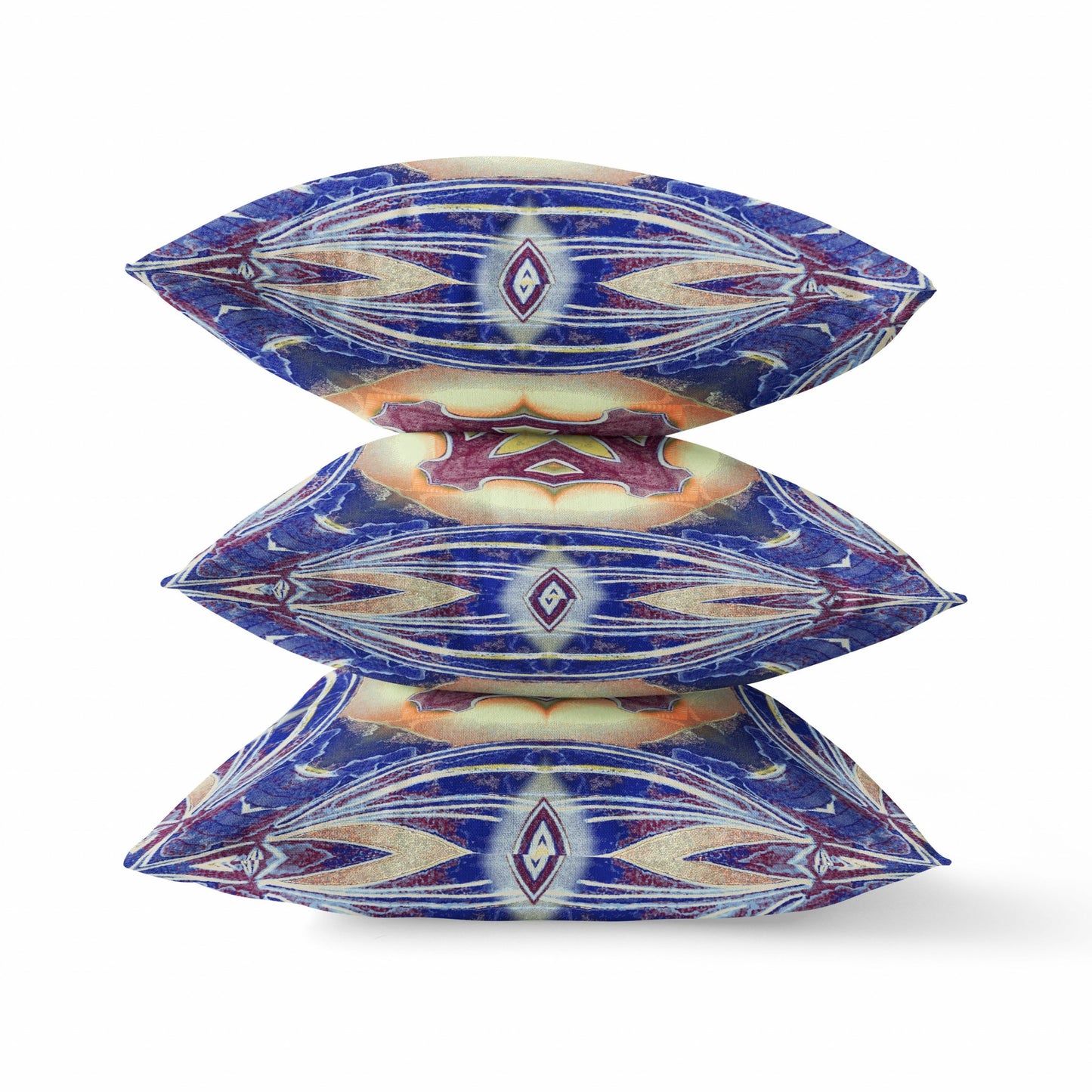18” Indigo Cream Geo Tribal Suede Throw Pillow