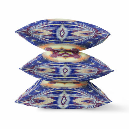 18” Indigo Cream Geo Tribal Suede Throw Pillow