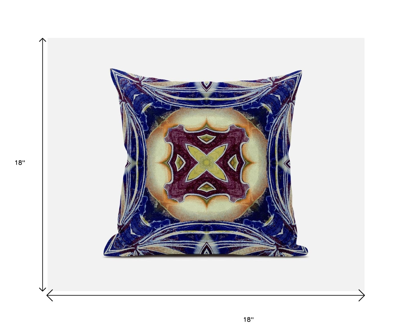 18” Indigo Cream Geo Tribal Suede Throw Pillow