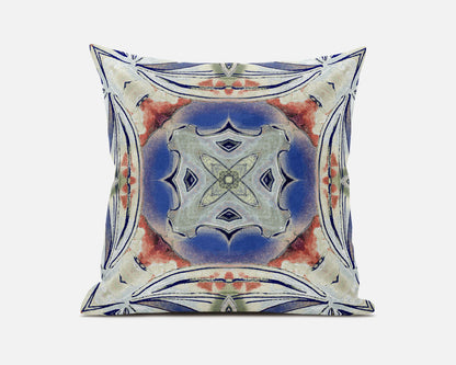 16” Cream Peach Geo Tribal Suede Throw Pillow