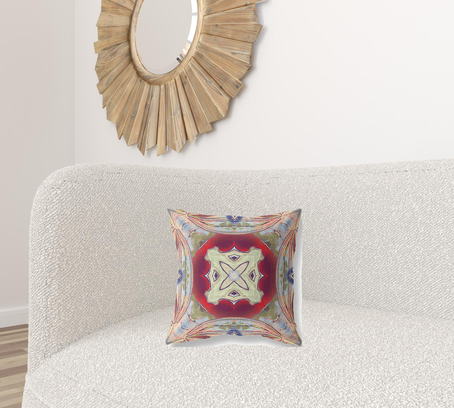 16” Magenta Red Geo Tribal Suede Throw Pillow