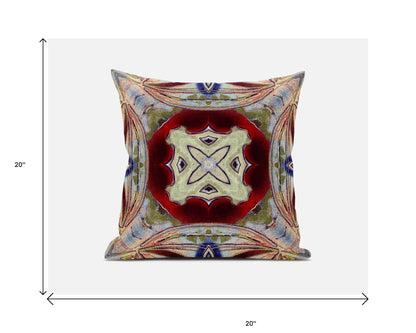 18” Magenta Red Geo Tribal Suede Throw Pillow