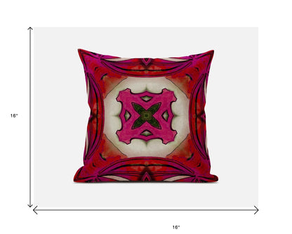 16” Hot Pink Geo Tribal Suede Throw Pillow