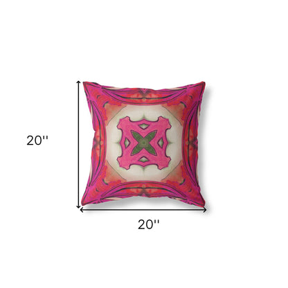 18” Hot Pink Geo Tribal Suede Throw Pillow