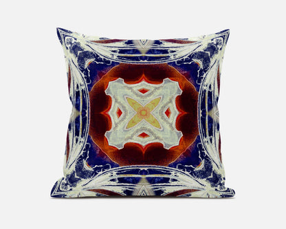 18” Indigo White Geo Tribal Suede Throw Pillow