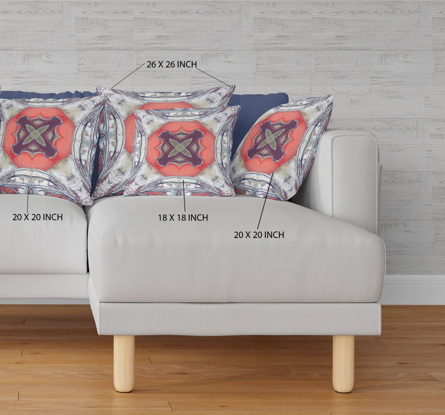 18” Gray Peach Geo Tribal Suede Throw Pillow