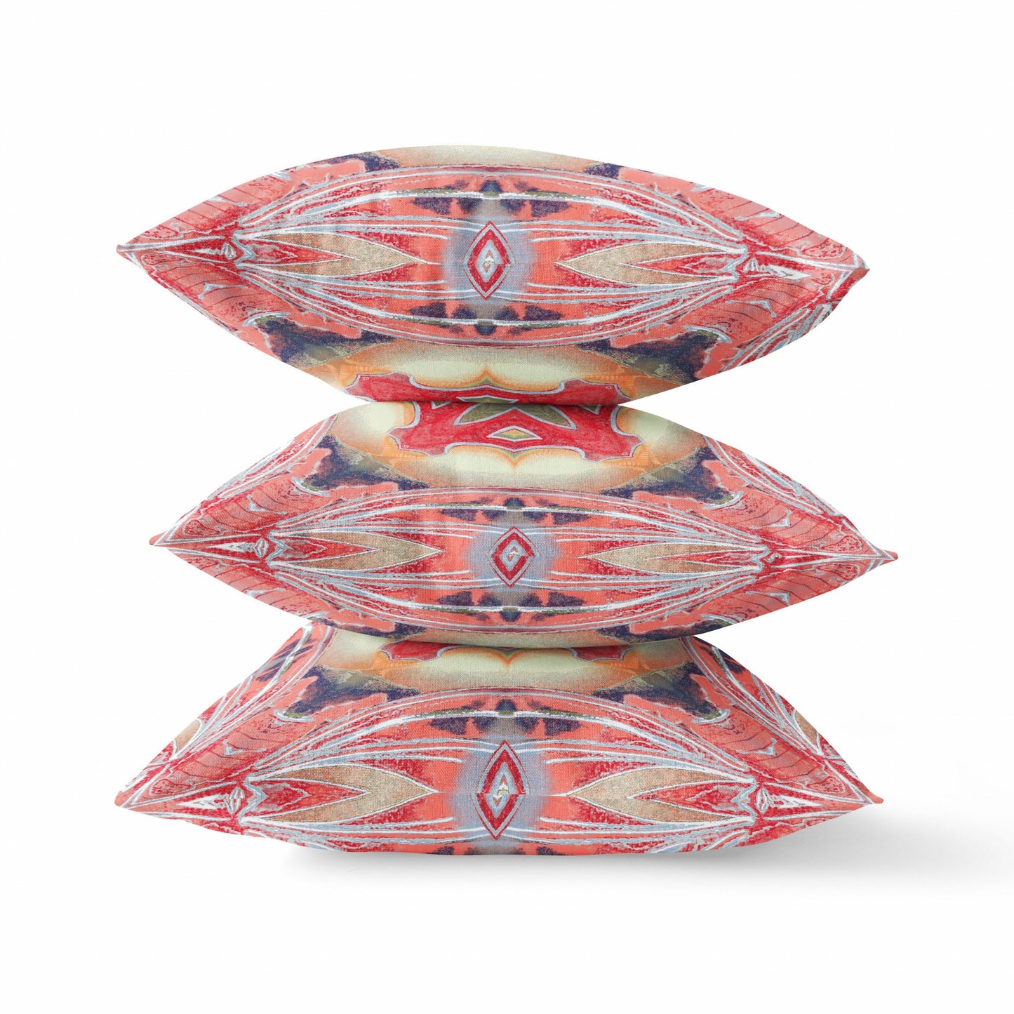 18” Peach Red Geo Tribal Suede Throw Pillow