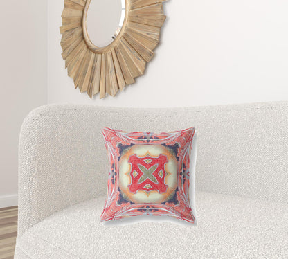 18” Peach Red Geo Tribal Suede Throw Pillow