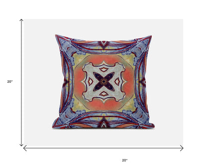 18” Purple Orange Geo Tribal Suede Throw Pillow