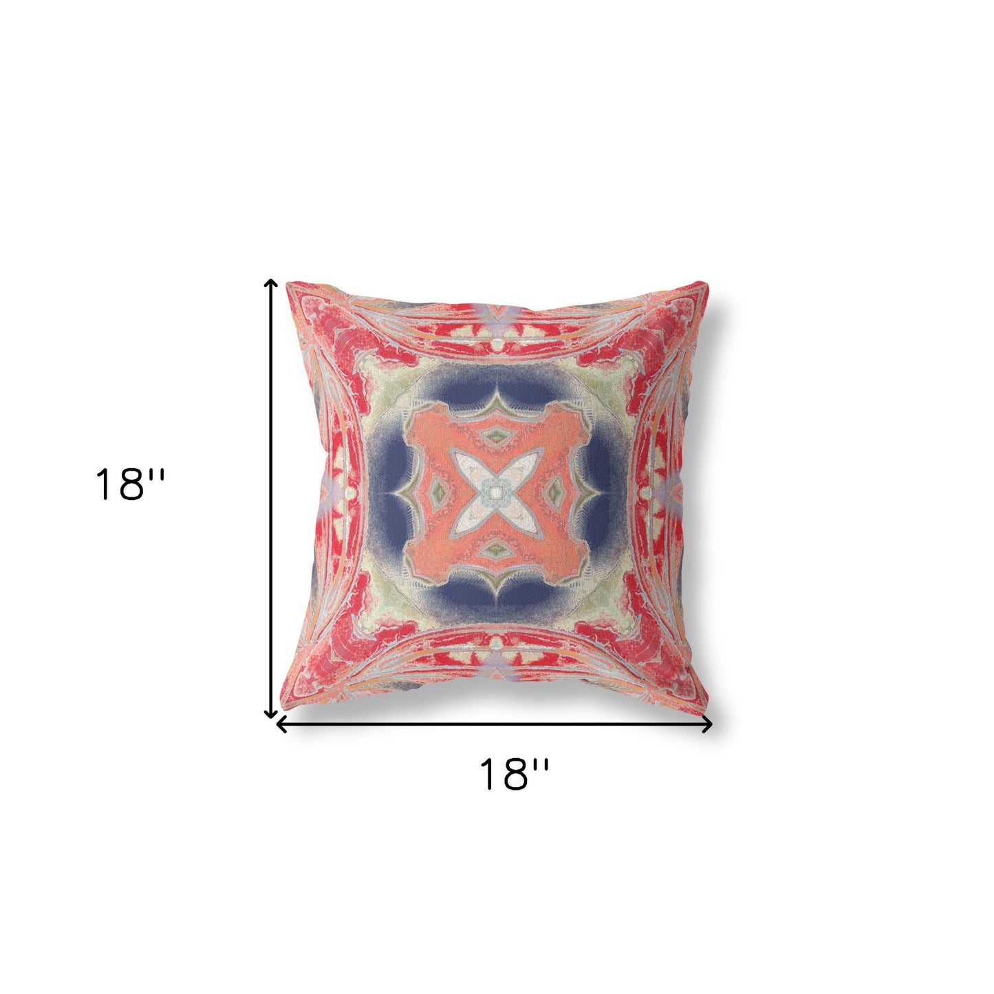 18” Red Cream Geo Tribal Suede Throw Pillow