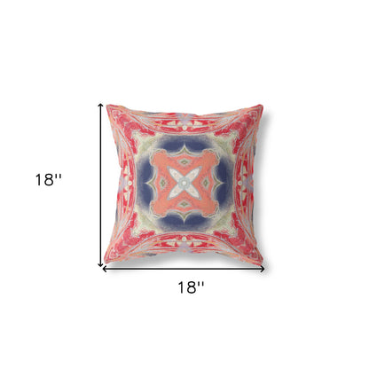 18” Red Cream Geo Tribal Suede Throw Pillow