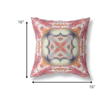 16” Red Orange Geo Tribal Suede Throw Pillow