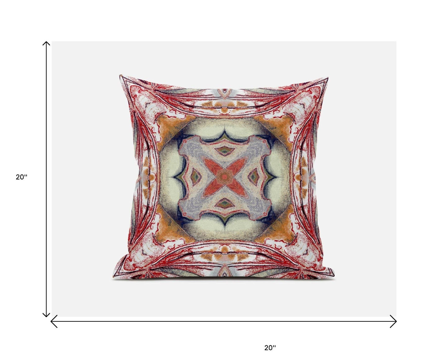 18” Red Orange Geo Tribal Suede Throw Pillow
