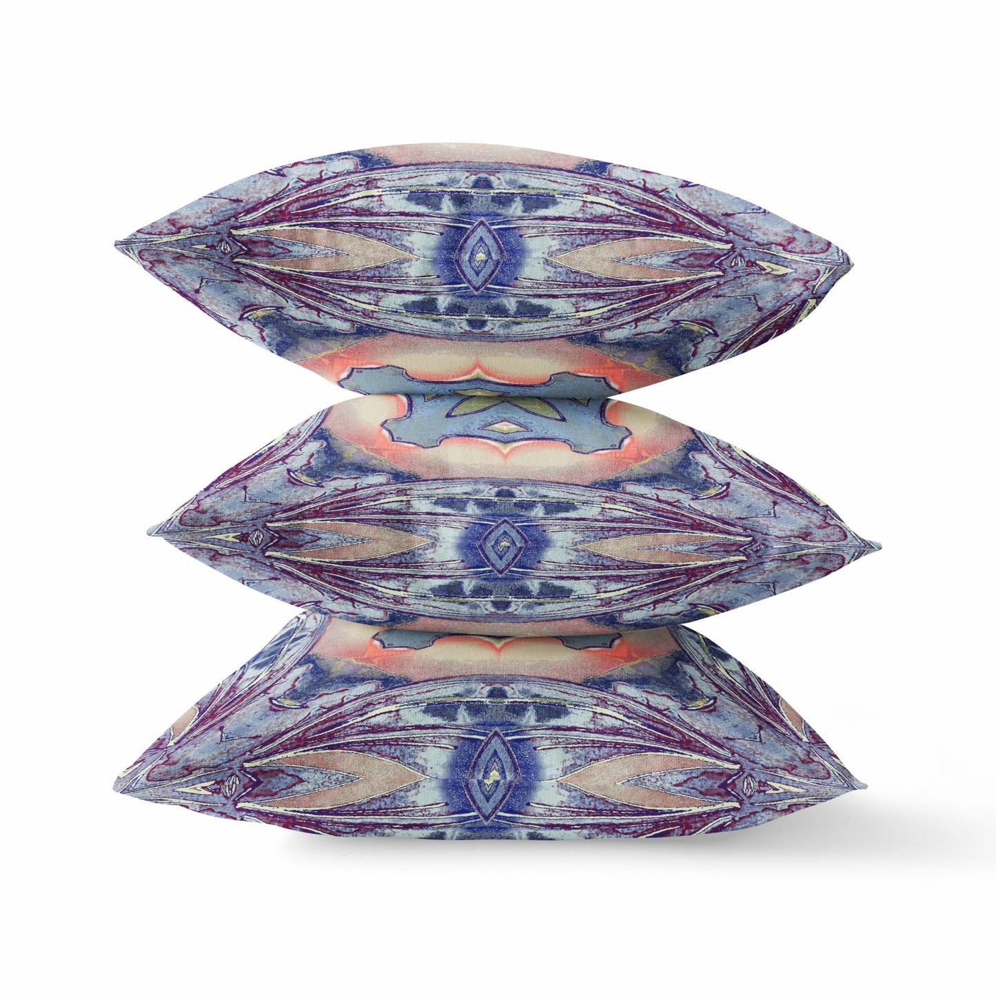 18” Indigo Peach Geo Tribal Suede Throw Pillow
