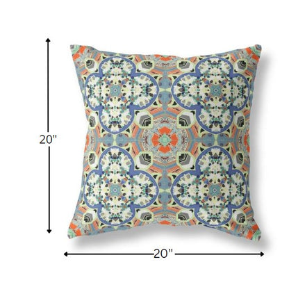 18" Blue Cream Cloverleaf Boho Suede Throw Pillow
