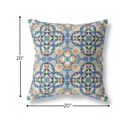 18" Blue Peach Cloverleaf Boho Suede Throw Pillow