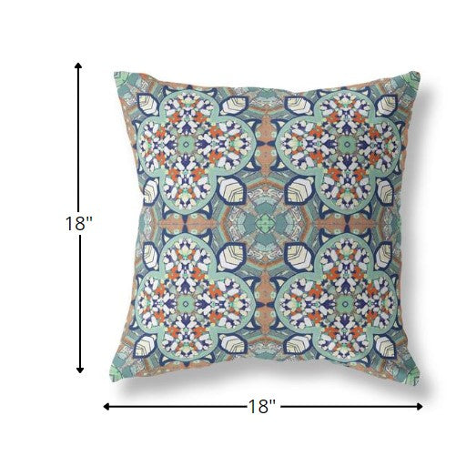 18" Green Orange Cloverleaf Boho Suede Throw Pillow
