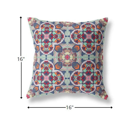 16" Green Orange Cloverleaf Boho Suede Throw Pillow
