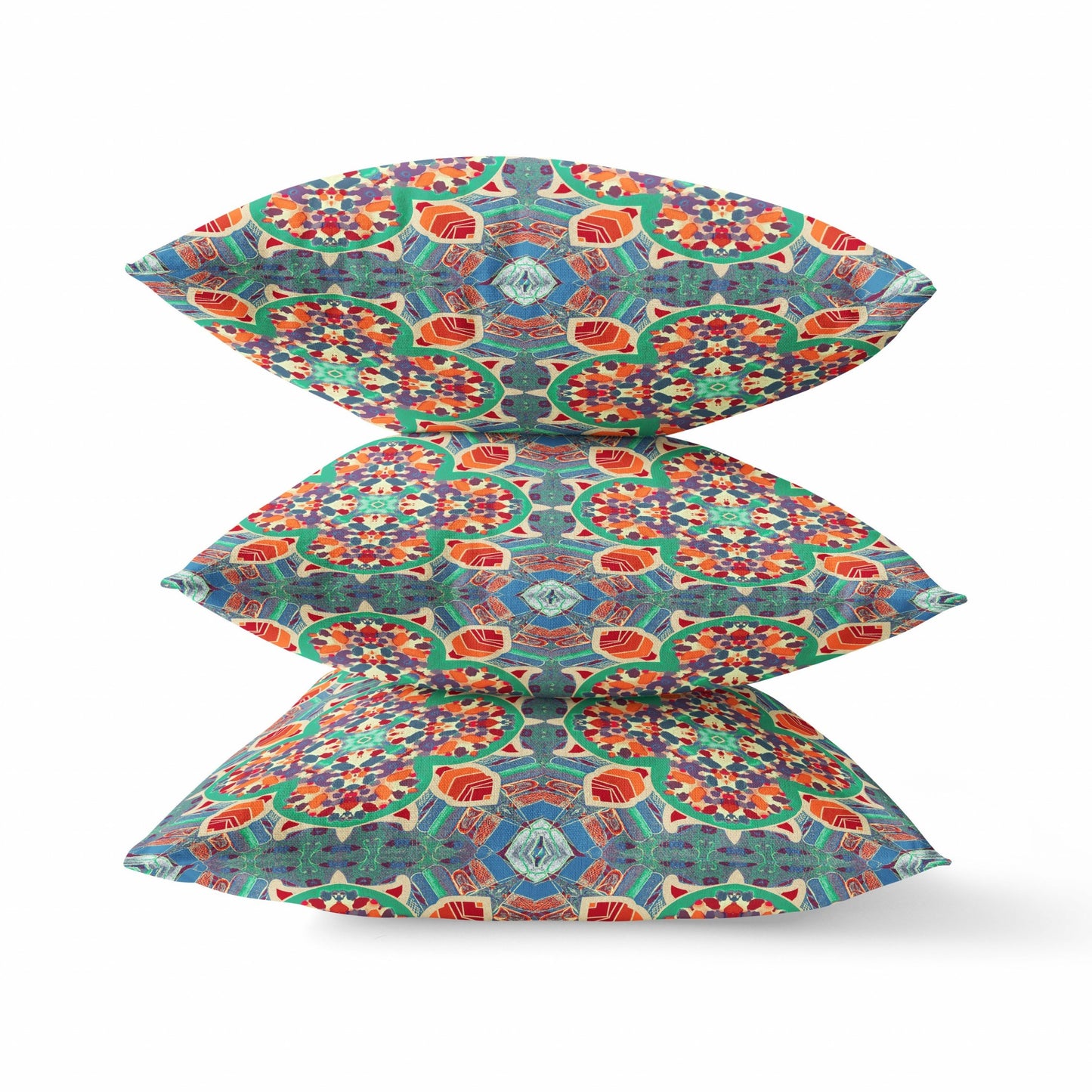16" Orange Green Cloverleaf Boho Suede Throw Pillow