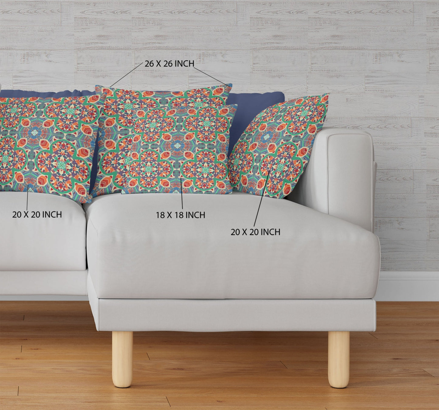 16" Orange Green Cloverleaf Boho Suede Throw Pillow
