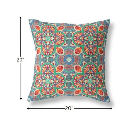 18" Orange Green Cloverleaf Boho Suede Throw Pillow