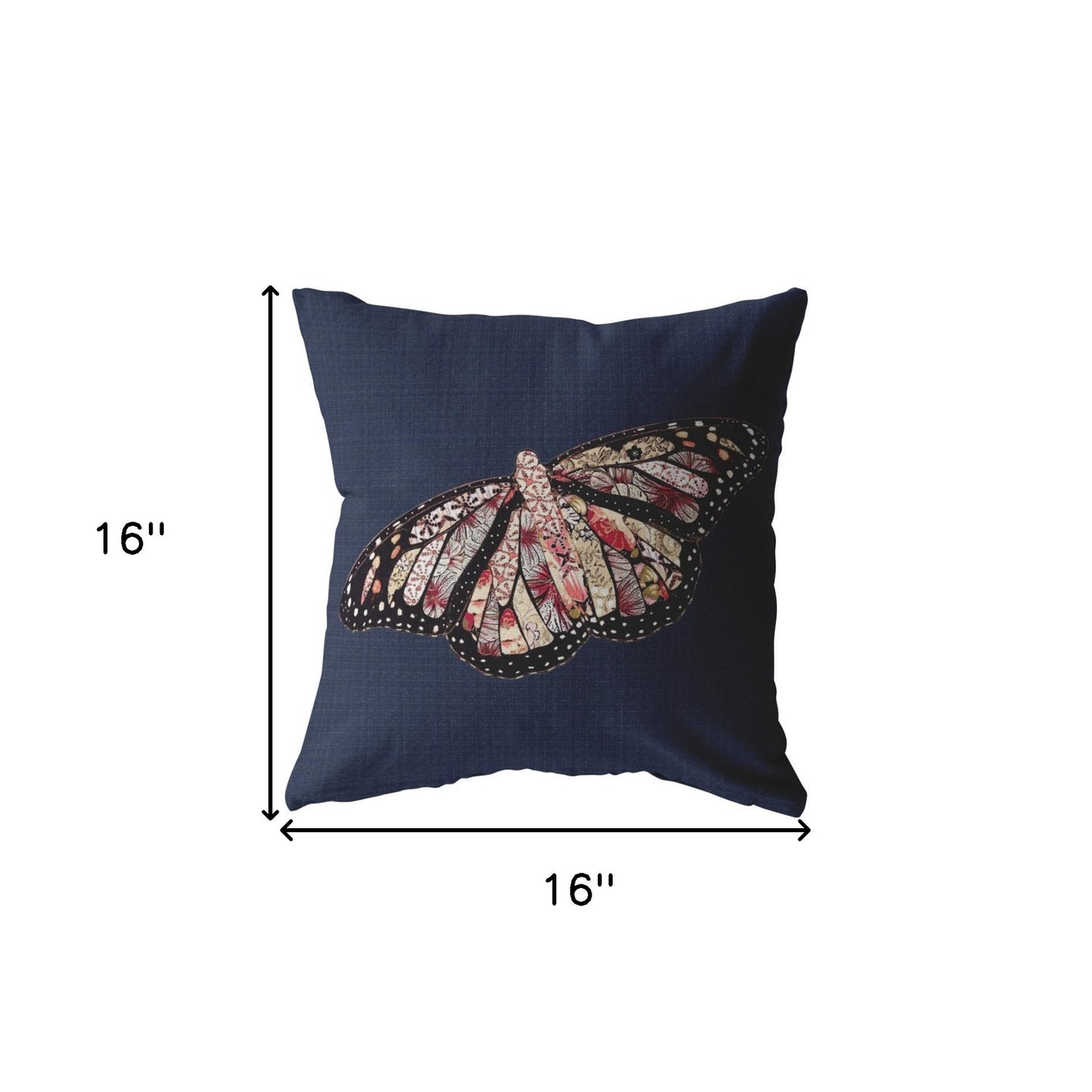 16" Denim Blue Butterfly Suede Throw Pillow