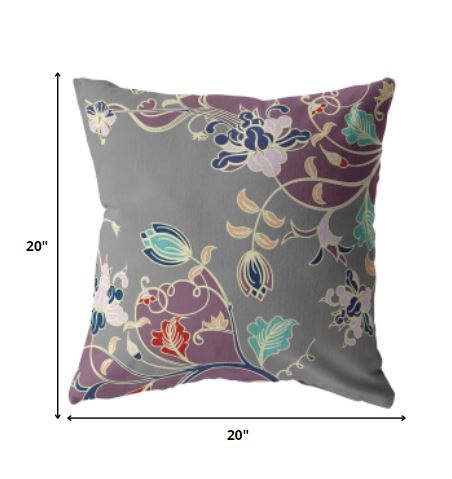 18" Orange Red Garden Decorative Suede Throw Pillow