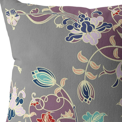 18" Orange Red Garden Decorative Suede Throw Pillow