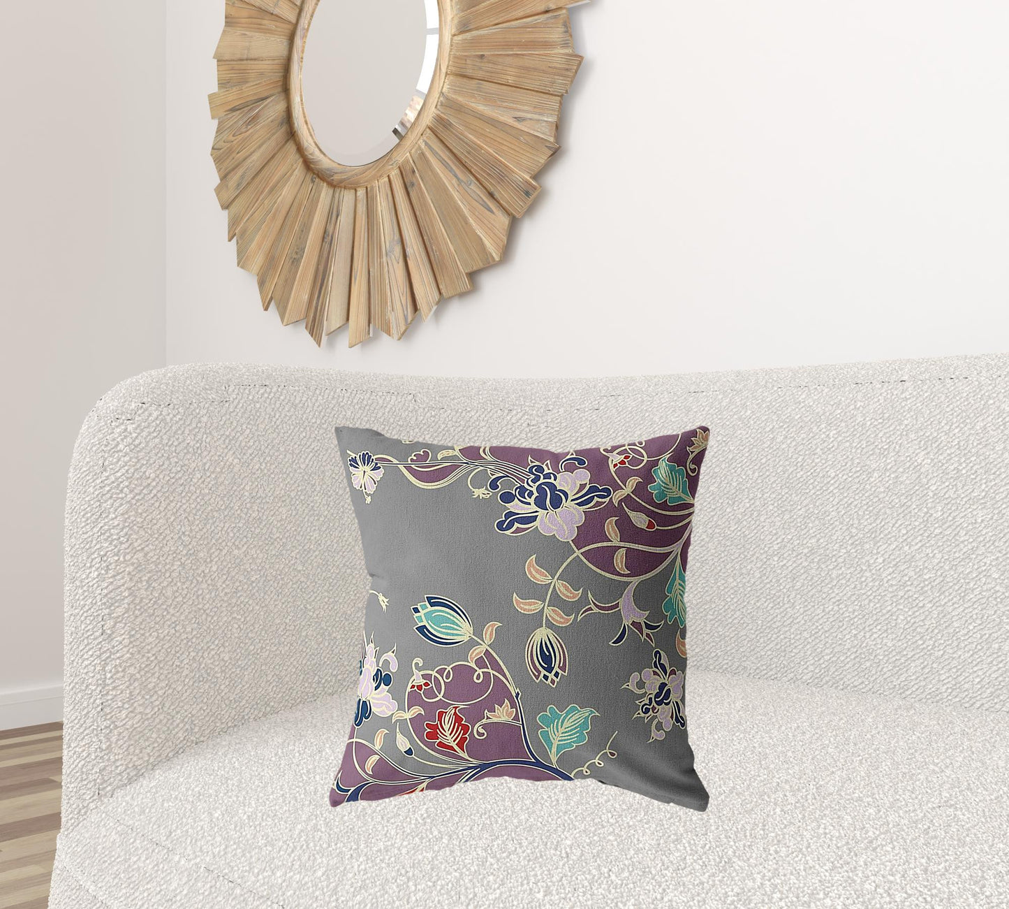 18" Orange Red Garden Decorative Suede Throw Pillow