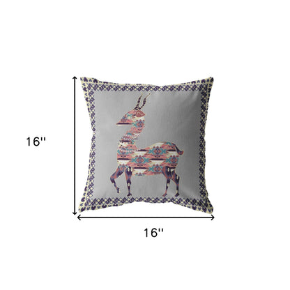 16" Purple Cream Boho Deer Suede Throw Pillow