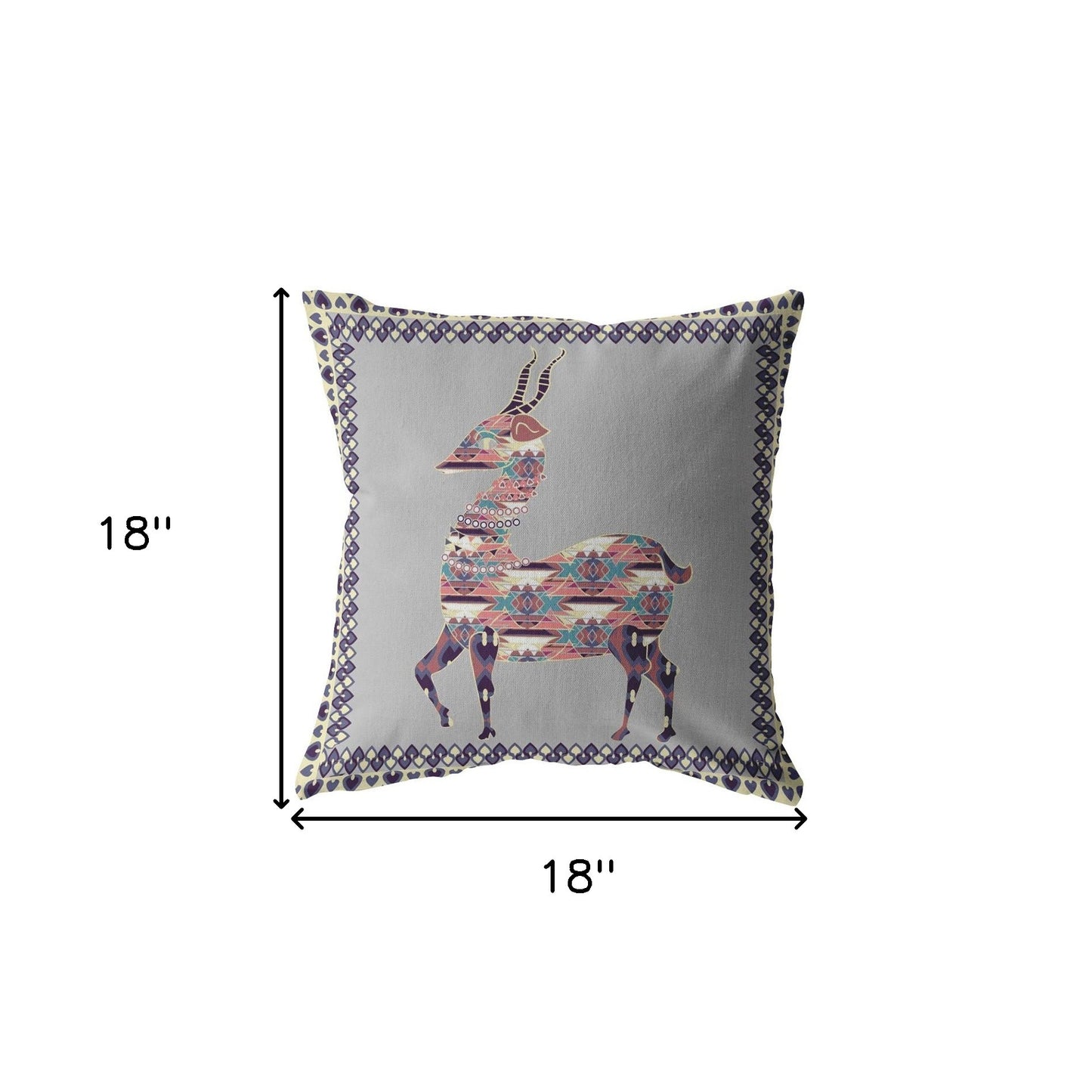 18" Purple Cream Boho Deer Suede Throw Pillow