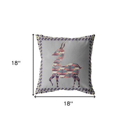 18" Purple Cream Boho Deer Suede Throw Pillow