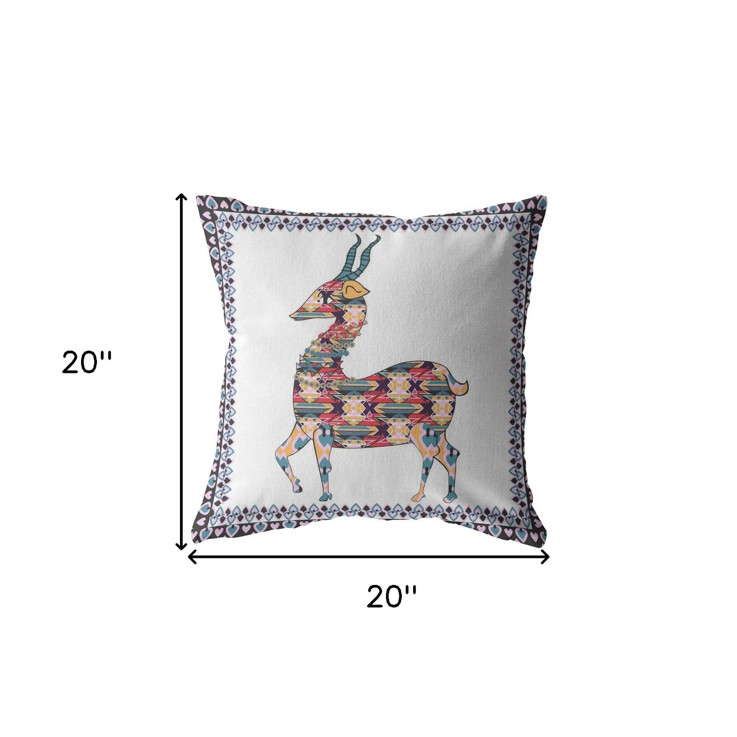 18" Blue White Boho Deer Suede Throw Pillow